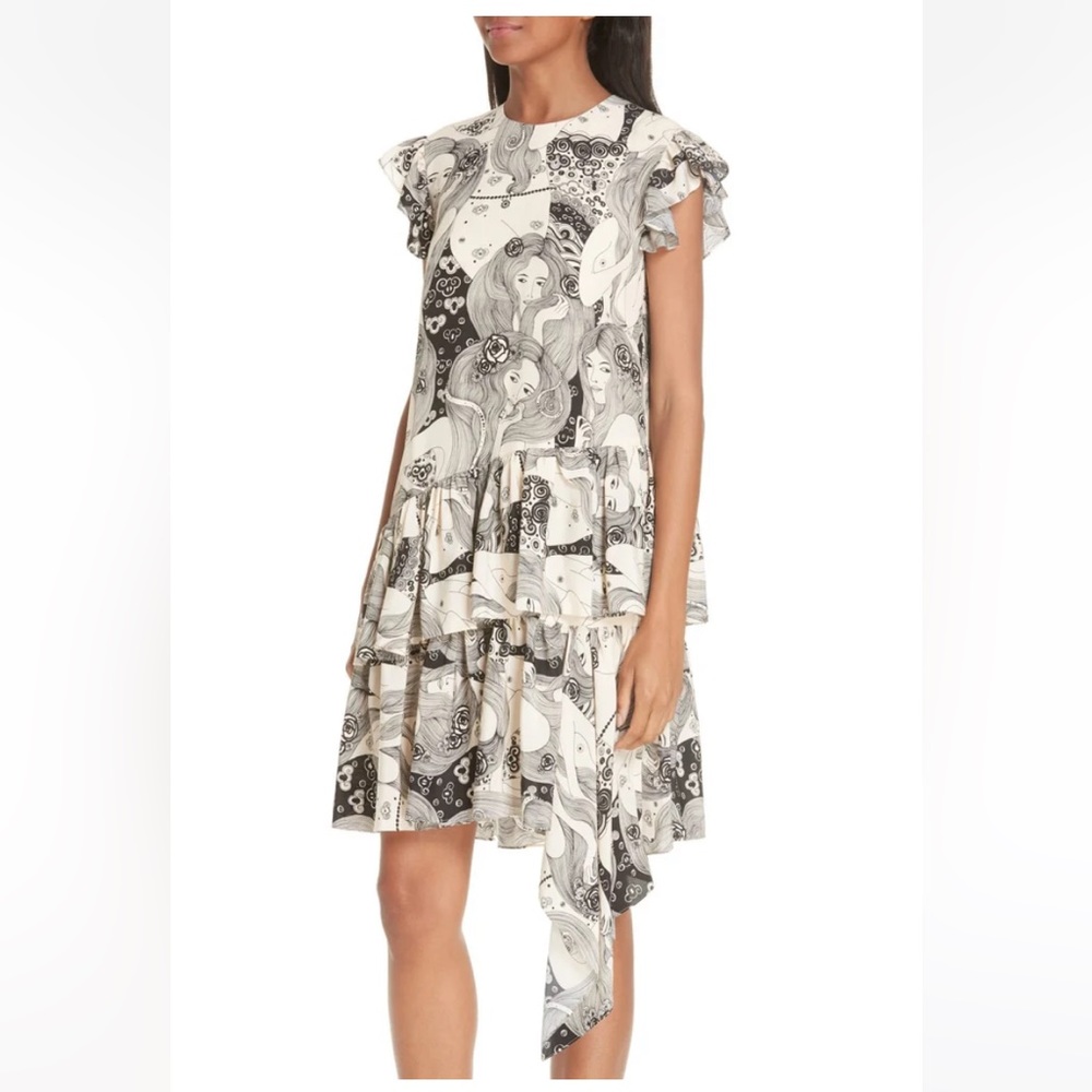 Alexander McQueen Eve print asymmetrical dress size 38 small to medium size RARE